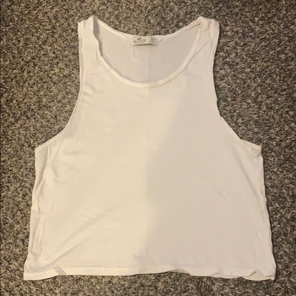 Hollister white cropped muscle tank